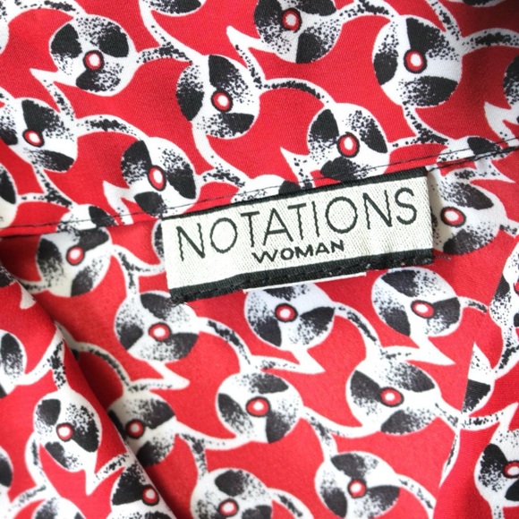 Red record patterned long sleeve button down shirt - Picture 4 of 7